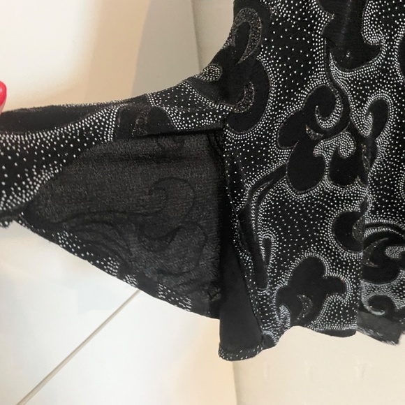 Vintage Y2K Maxi Skirt Asymmetrical Glittery Slinky Dark Romantic Goth Black 10P - Picture 4 of 12